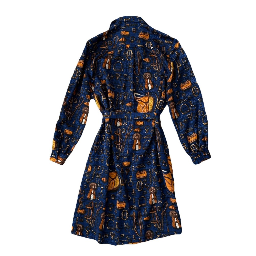 Vintage 80s Schrader Equestrian Shirt‎ Dress Womens 8 Horse Preppy Bit & Bridle - Picture 7 of 10